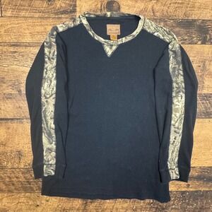 Mens Black Thermal Long Sleeve Shirt Camo Sleeve XXL Skate Hunt